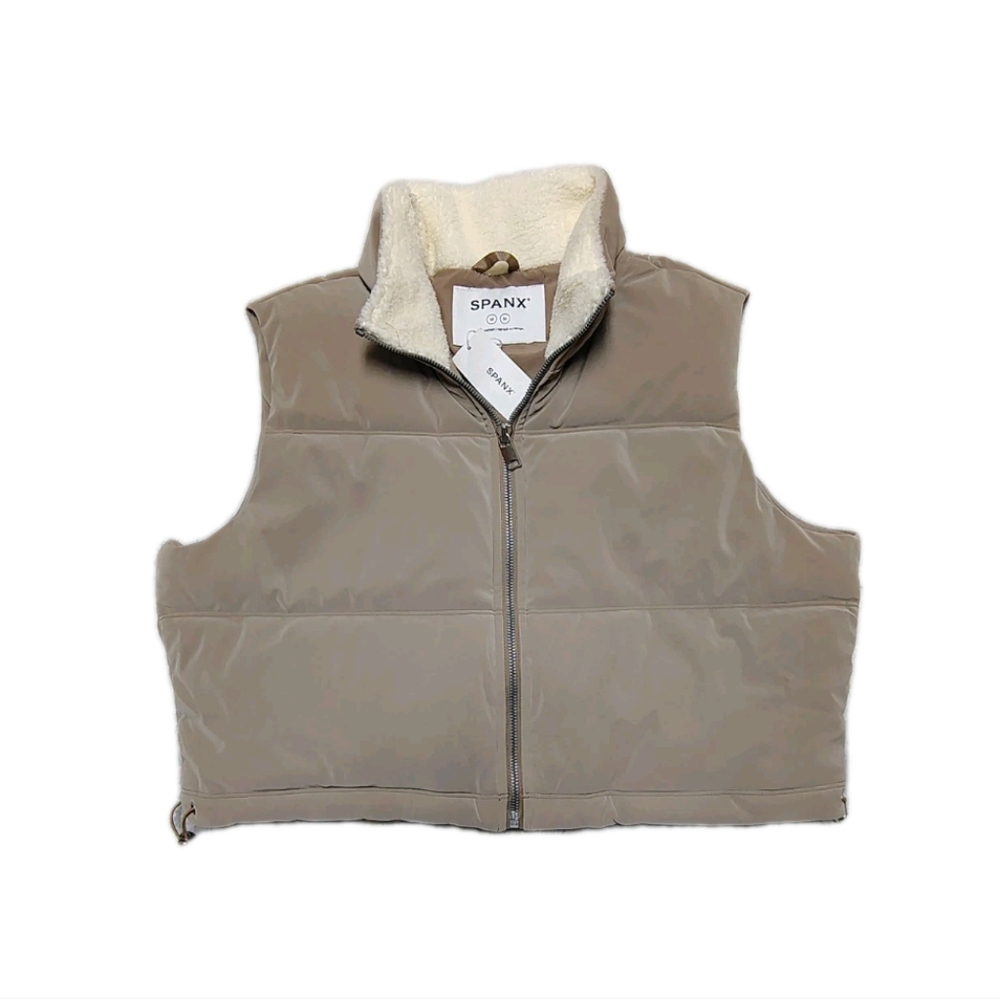 NWT Spanx Puffer Vest "Driftwood"/Ivory Women's Medium CURRENT STYLE - NEW!!! - Picture 2 of 9